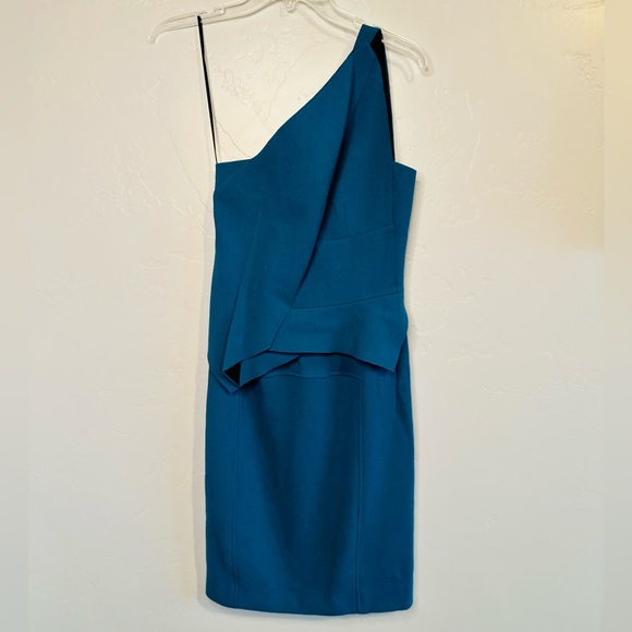 REVOLVE DRESS Roland Mouret One Shoulder Sheath Mini Dress Blue/Teal SZ SMALL - Picture 5 of 16